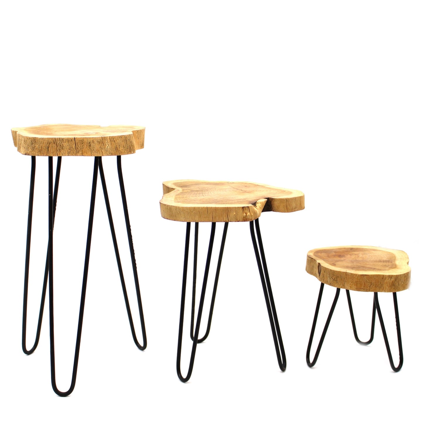 Set of 3 Gamal Wood Plant Stands