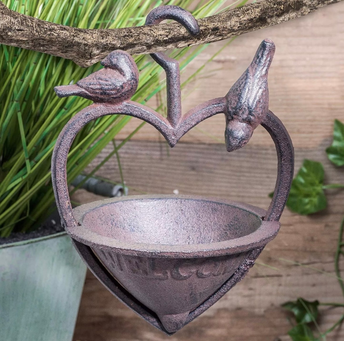 Heart Shaped Cast Iron Bird Feeder & Bath