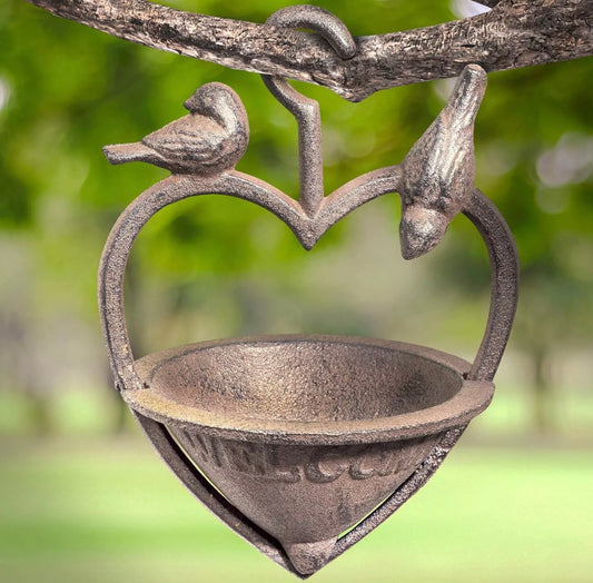 Heart Shaped Cast Iron Bird Feeder & Bath